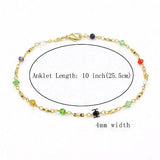18k Gold Filled High Polish Finish Multi Color Ball Crystal Ankle Bracelet