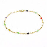 18k Gold Filled High Polish Finish Multi Color Ball Crystal Ankle Bracelet