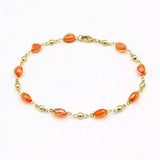 18K Gold Filled High Polish Finish Oval Crystal Ankle Bracelet