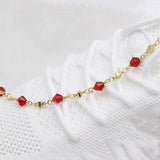 18k Gold Filled High Polish Finish Red Crystal Ankle Bracelet