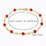 18k Gold Filled High Polish Finish Red Crystal Ankle Bracelet