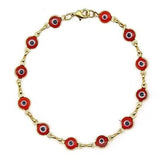 18k Gold Filled High Polish Finsh Evil Eye Bracelet