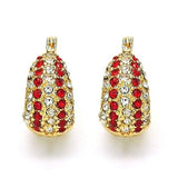 18K Gold-Filled High-Polish Red & White Crystal Earrings