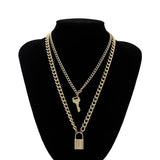 18K Gold Key Lock Necklace