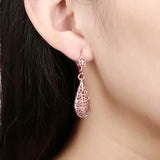 18K Gold Laser Cut Filigree Drop Earrings - Assorted Colors