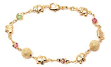 18K Gold Plated Ball and Rainbow Crystal Elephant Anklet