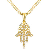 18K Gold Plated Crystal Hamsa Hand Pendant