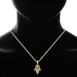 18K Gold Plated Crystal Hamsa Hand Pendant