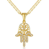 18K Gold Plated Crystal Hamsa Hand Pendant