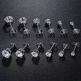 18K Gold Ear Bone Buckle Stainless Steel 6-Prong Zirconia Stud Earrings