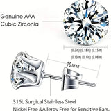 18K Gold Ear Bone Buckle Stainless Steel 6-Prong Zirconia Stud Earrings