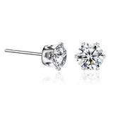 18K Gold Ear Bone Buckle Stainless Steel 6-Prong Zirconia Stud Earrings