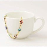 18k Gold Plated Evil Eye Anklet Multi Color Crystal