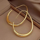 18K Gold Plated Glossy Minimalist Water Drop Design Hoop Earrings Copper