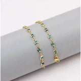 18k Gold Plated Light Blue Crystal Square Ankle Bracelet
