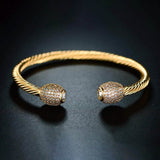 18K Gold Plated Open Cuff Crystal Bangle by Barzel