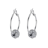 18K Gold Plated Pave Ball Hoop Earring Swarovski Crystals