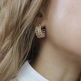 18K Gold Two-Row Chain Link Hoop Earrings