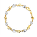 18K Gold Two-Tone Elephant Anklet 10"