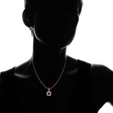 18K Rose Gold Over Sterling Silver Rainbow Topaz Halo Necklace and Earrings