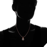 18K Rose Gold Sterling Silver Rainbow Necklace and Earrings