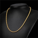 18K Solid Gold Rope Chain Necklace