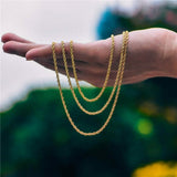 18K Solid Gold Rope Chain Necklace
