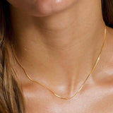 18K Solid Yellow Gold Box Necklace Real Gold Chain