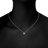 18K White Gold Dainty Round Cut Solitaire Necklace