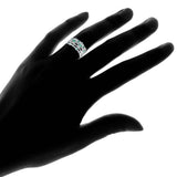 18K White Gold Plated 5 Layer Green Emerald Ring