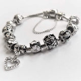 18K White Gold Plated Crystal Heart Charm Bracelet