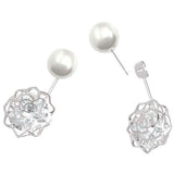 18K White Gold Plated Shell Pearl and Swarovski Elements Earrings