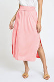 Solid Side Slit Midi Skirt