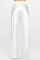 Stretch Satin Pants w/ Elastic Waist and Pockets