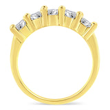14K Yellow Gold Plated .925 Sterling Silver 1.0 Cttw Shared Prong-set Round Diamond 5 Stone Band Ring (J-K Color, I1-I2 Clarity) - Size 7