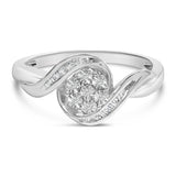 Sterling Silver 1/10 Cttw Diamond Bypass Cluster Ring