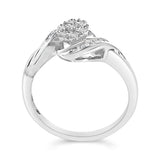Sterling Silver 1/10 Cttw Diamond Bypass Cluster Ring