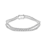 18K White Gold 5 3/5 Cttw Natural Diamond Double Row Link Tennis Bracelet (G-H Color, VS1-VS2 Clarity) - 7" Inches