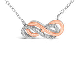 14K Rose Gold Plated Sterling Silver Diamond Accent Double Infinity Pendant Necklace
