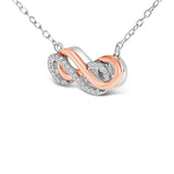 14K Rose Gold Plated Sterling Silver Diamond Accent Double Infinity Pendant Necklace