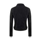 PU Women's Short Leather Oblique Pull Slim Motorcycle Clothing Washed Leather Jacket