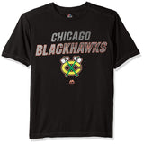 Chicago Blackhawks Mens Charging Short Sleeve Synthetic Tee-Large, Black