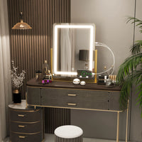 Vanity Mirror with Lights 22 Inch- LED Lighted Makeup Mirror, Large Makeup Mirror with Lights,Touch Screen with 3-Color Lighting,Led Mirror Makeup,Dimmable(Gold) Gold 19"x22"