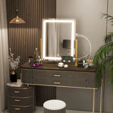 Vanity Mirror with Lights 22 Inch- LED Lighted Makeup Mirror, Large Makeup Mirror with Lights,Touch Screen with 3-Color Lighting,Led Mirror Makeup,Dimmable(Gold) Gold 19"x22"