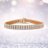 14K Rose Gold 3.0 Cttw Lab Grown Diamond Two Row Milgrain 7" Inch Tennis Bracelet (G-H Color, VS2-SI1 Clarity)