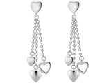 Long Dangling Heart Earrings in White Gold