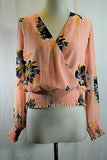 Bar III Pink/Floral Chiffon Blouse Top, Size Medium