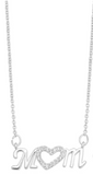 Macys Silver Plated Cubic Zirconia Pave Mom Heart Necklace