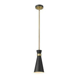 Z-Lite Soriano Matte Black and Heritage Brass One-Light Mini Pendant