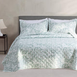 Kasentex Lightweight Floral Quilt Set Twin/Queen/King - Soft All Season Bedspread Coverlet, Green & White Botanical